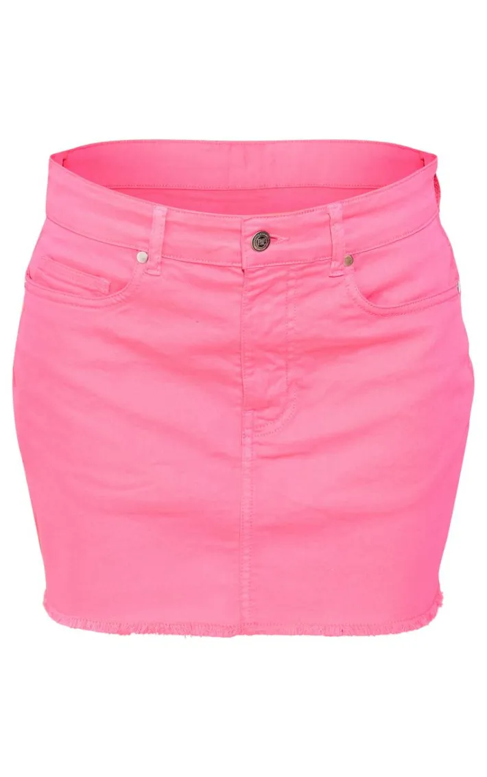 Bright Pink Denim Mini Skirt