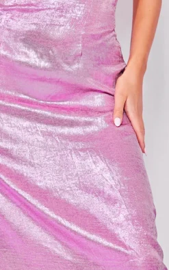 Bright Pink Textured Bandeau Maxi Dress