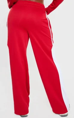 Bright Red Side Stripe Wide Leg Sweatpant Co Ord