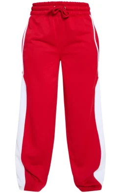 Bright Red Side Stripe Wide Leg Sweatpant Co Ord