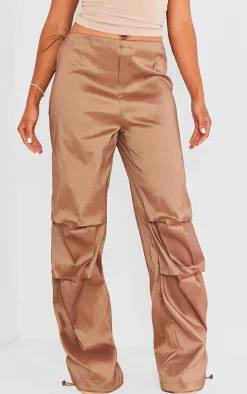 Bronze Metallic Taffeta Pintuck Cargos