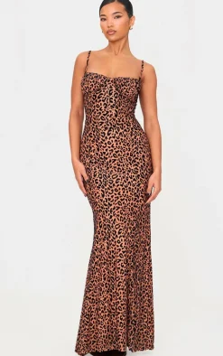 Brown Animal Devore Maxi Dress