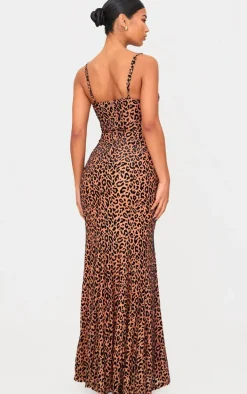 Brown Animal Devore Maxi Dress