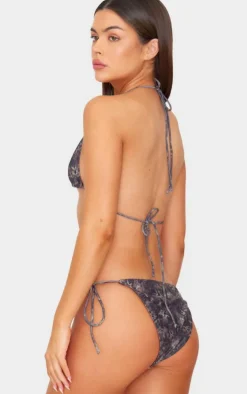 Brown Animal Printed Triangle Bikini Top