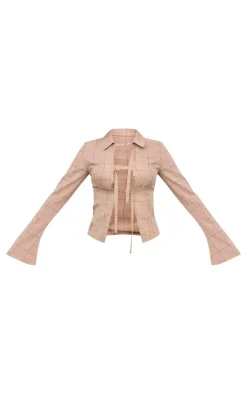 Brown Check Fitted Buckle Detail Shirt