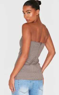 Brown Check Longline Bandeau