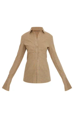 Brown Check Woven Fitted Shirt