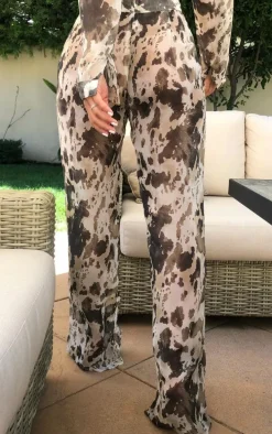 Brown Cow Print Beach Flares