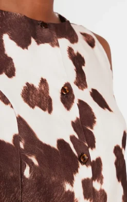 Brown Cow Print Longline Bengaline Vest