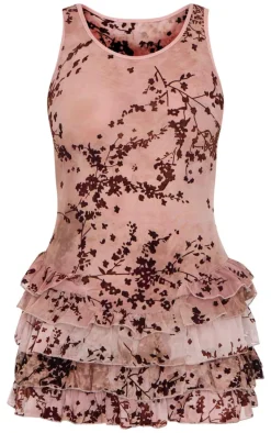 Brown Devore Mesh Rara Skort Romper