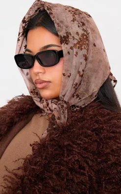 Brown Floral Devore Soft Touch Bandana