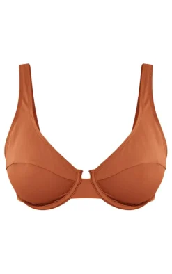 Brown Fuller Bust Seam Detail Underwired Bikini Top