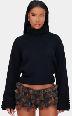 Brown Gingham Print Frill Mesh Bloomer Shorts