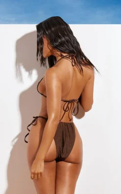 Brown Hot Fix Tie Side Bikini Bottoms