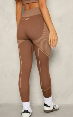 Brown Jacquard Seamless Gym Leggings