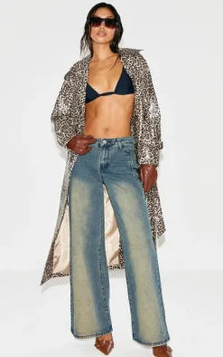 Brown Leopard Faux Leather Coat