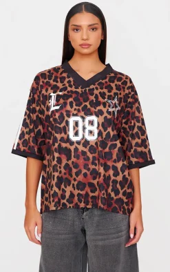 Brown Leopard Print Football Jersey