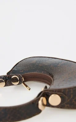 Brown Mini Croc Shoulder Bag