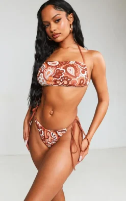 Brown Reversible Multiway Ruched Side Bikini Top