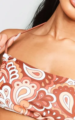 Brown Reversible Multiway Ruched Side Bikini Top