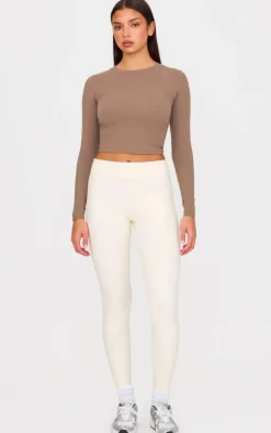 Brown Sculpt Long Sleeve Gym Top