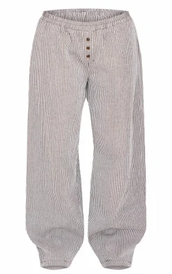 Brown Stripe Soft Woven Boxer Waistband Straight Leg Pants