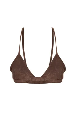 Brown Towelling Bikini Top