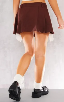 Brown Woven Tailored Skater Skirt