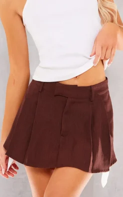 Brown Woven Tailored Skater Skirt
