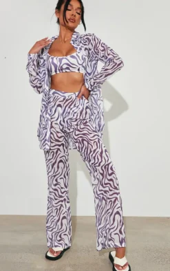 Brown Zebra Swirl Print Beach Flares