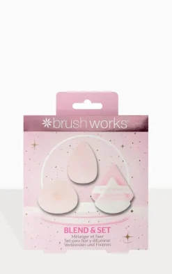 Brushworks Blend & Set Makeup Sponge And Puff Set
