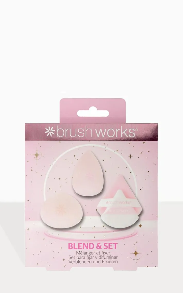 Brushworks Blend & Set Makeup Sponge And Puff Set