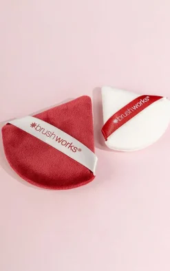 Brushworks Limited Edition Triangular Powder Puff Duo - Red