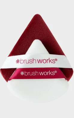 Brushworks Limited Edition Triangular Powder Puff Duo - Red