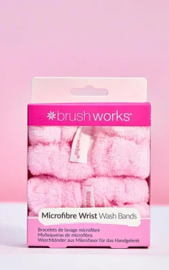 Brushworks Pink Microfibre Wrist Washbands - 1 Set