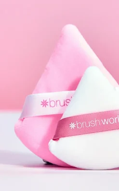 Brushworks Pink Triangular Powder Puff Duo