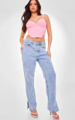 Bubblegum Pink Bandage Dip Hem Bust Cup Corset