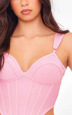 Bubblegum Pink Bandage Dip Hem Bust Cup Corset