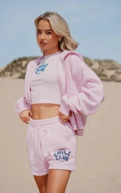 Bubblegum Pink Chill Club Puff Print Zip Up Jacket