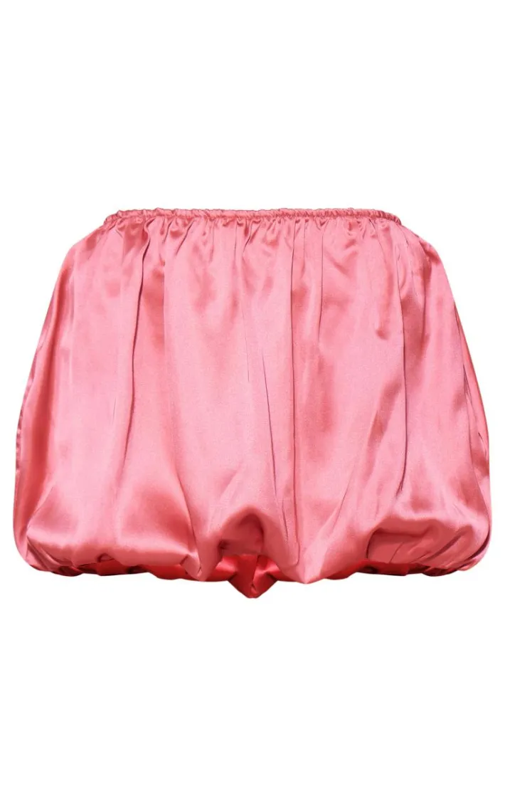 Bubblegum Pink Satin Micro Mini Puffball Skirt