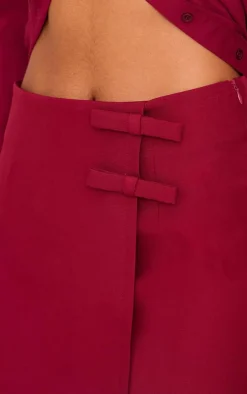 Burgundy Bow Detail Wrap over Skort