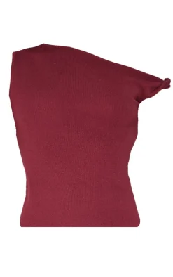 Burgundy Fine Knit Twist Neck Vest Top