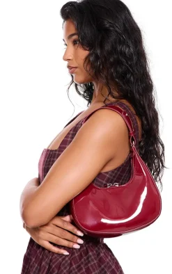 Burgundy Mini Double Zip Circle Grab Bag