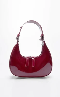 Burgundy Mini Double Zip Circle Grab Bag