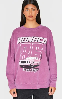 Burgundy Monaco 86 Printed Sweatshirt