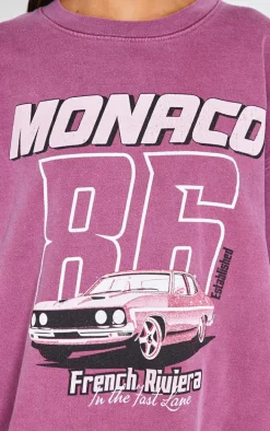 Burgundy Monaco 86 Printed Sweatshirt