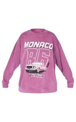 Burgundy Monaco 86 Printed Sweatshirt