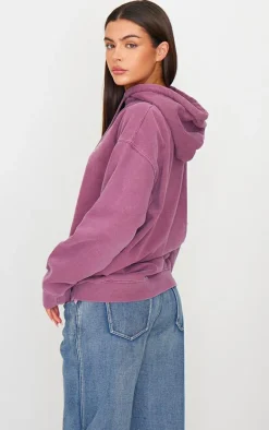 Burgundy New York Cherry Embroidered Hoodie