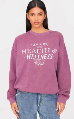 Burgundy New York Health & Wellness Printed Sweatshirt
