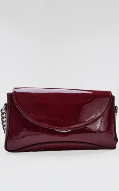 Burgundy Patent Envelope Cross Body Bag